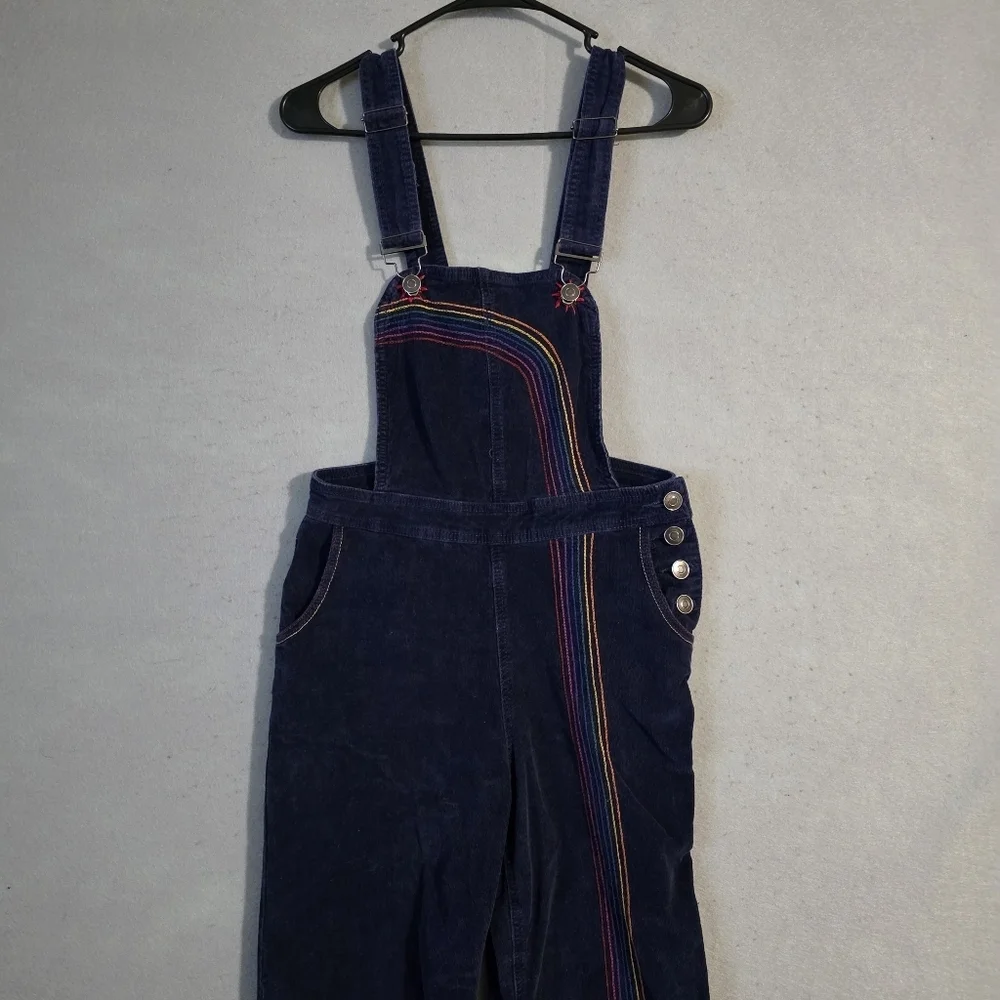 Modcloth Womens Rainbow With Me Corduroy Denim Overalls Size 8
